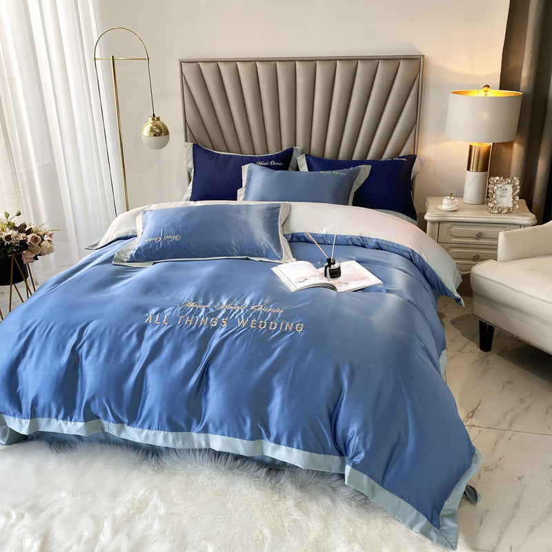 Sleeping Naked Silk Bed Four-piece Ice Silk Smooth