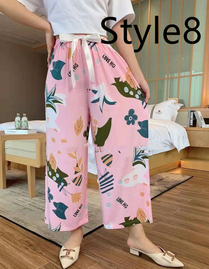 Cotton Silk Pajama Pants, Thin Cotton Silk Wide-leg Pants, Home