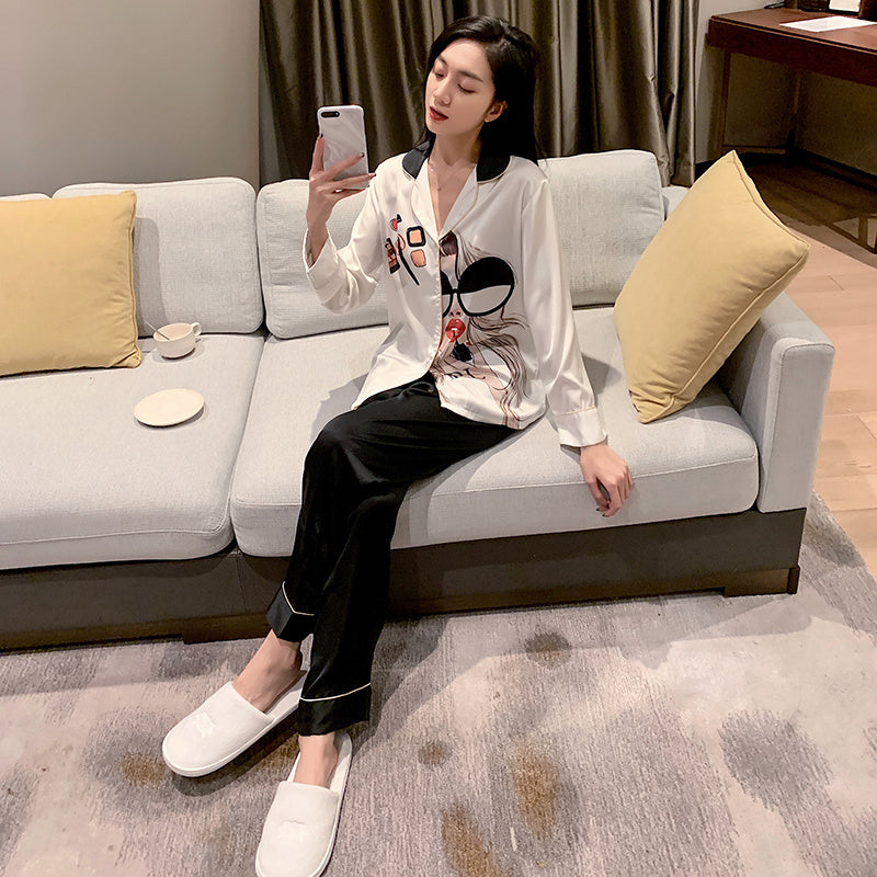 Two-piece Ice Silk Pajamas Ins Style High-end Home Wear