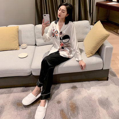 Two-piece Ice Silk Pajamas Ins Style High-end Home Wear
