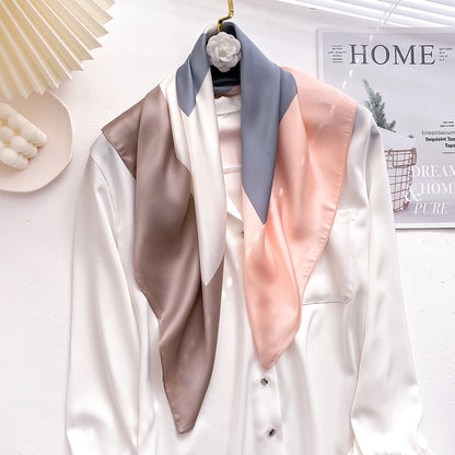 Simple  Wild Fashion Color Matching Color Simulation Silk Square Scarf