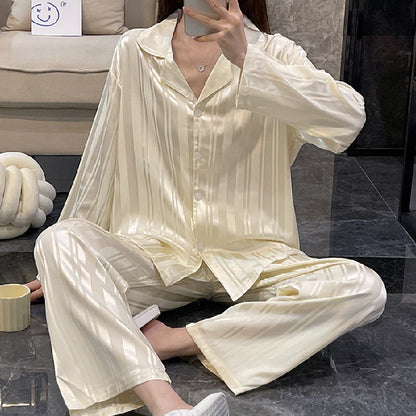 Imitated Silk Pajamas Women's Ice Silk Long Sleeve Loose Homewear