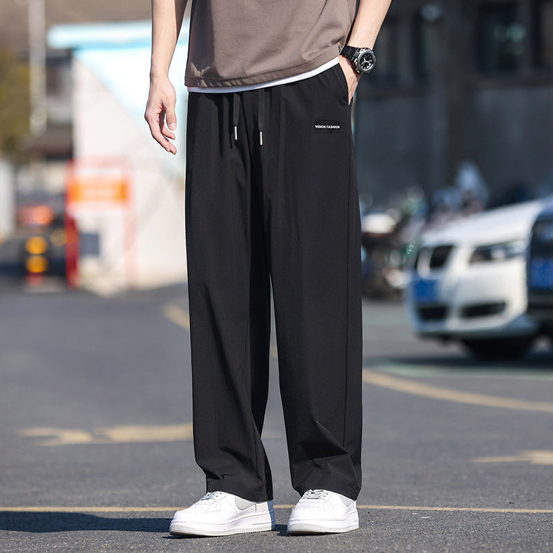 Ice Silk Pants Men's Summer Thin Loose