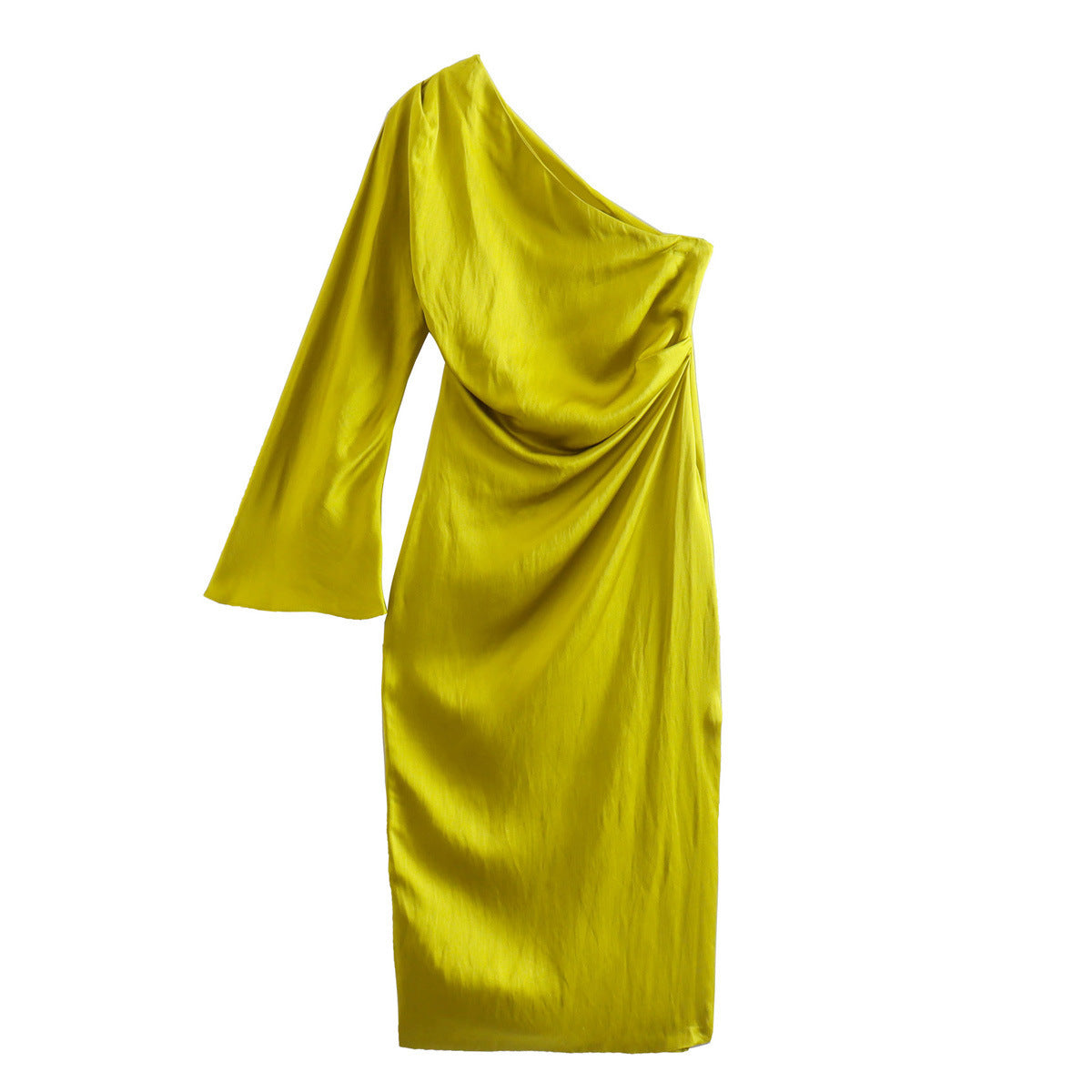 Asymmetric Silk Satin Split Dress