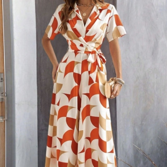 GeoChic Lace-Up Jumpsuit