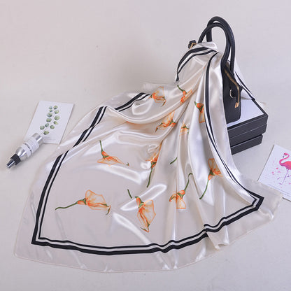 Fashion Plant Flower Simulation Silk Scarf Muslim Headscarf