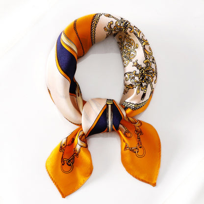 Silk Scarf Women's Spring And Summer New Fashion Professional All-match Printing Satin Silk Small Square Scarf Soft Scarf