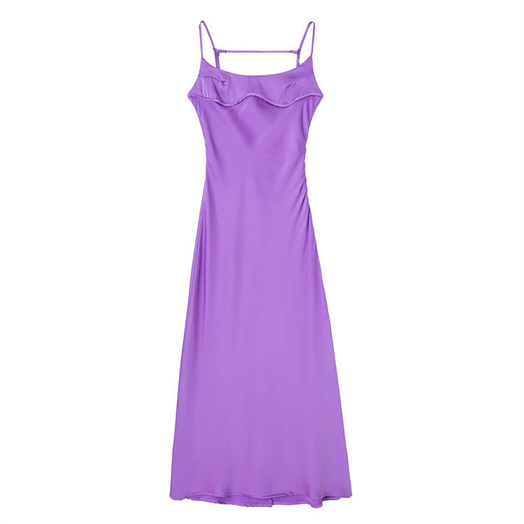 Silk Satin Suspender Elegant Women's Dress