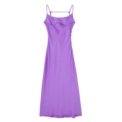 Silk Satin Suspender Elegant Women's Dress