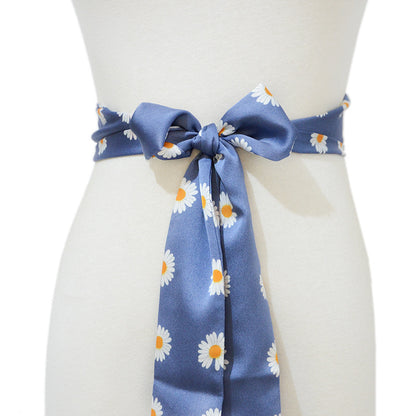 Women's Silk Little Daisy Lace Bow Decoration Silk Belt