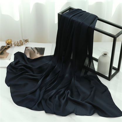 Solid Color Silk Scarf Basic All-matching
