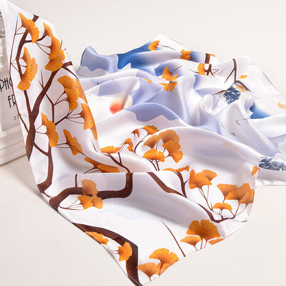 Silk Women's Square Scarf Exquisite Design Pattern Printing