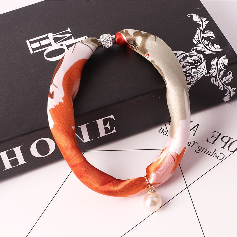 Women's Fashion Print Embellished Silk Scarf