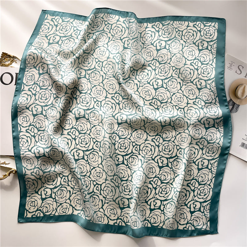 Silk Square Scarf Women's Neck Warmer Women's Hair Band