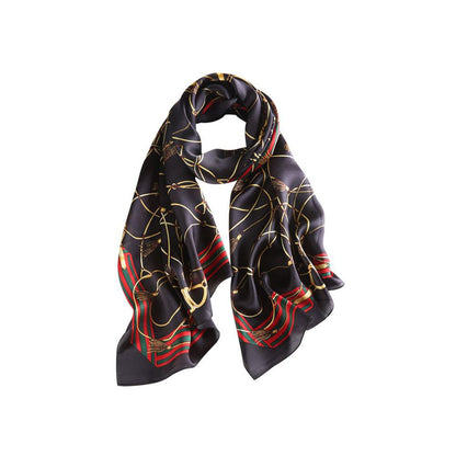 Silk Scarf Autumn And Winter Women's Plain Curling Square Scarf Multicolor Printing Striped Red Silk Scarf