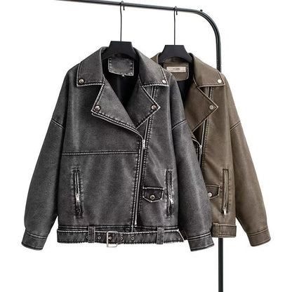 EuroLux Washed PU Leather Jacket