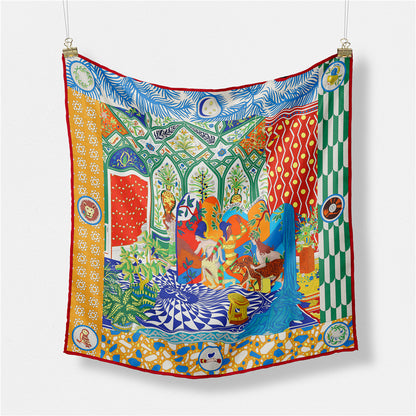 Fashion Simple Print Twill Versatile Temperament Silk Scarf