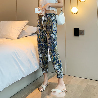 Icy Silk Loose Drawstring High Waist Bloomers