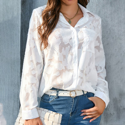 SheerMuse Jacquard Blouse
