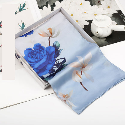 Spring Silk Crepe Satin Long Scarf
