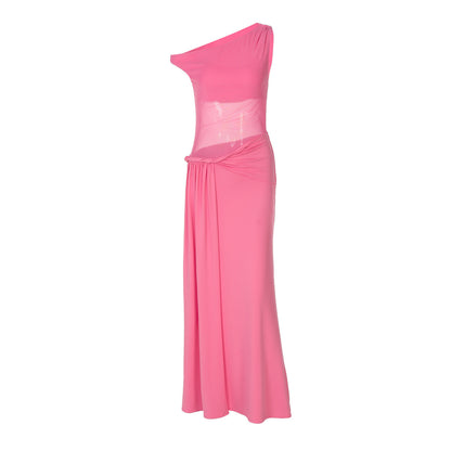 Elysian Curve Mesh One-Shoulder Dress
