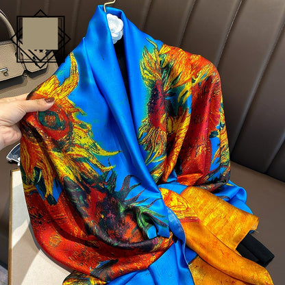Summer Silk Women's Thin Section Fashion Lengthened Scarf Shawl