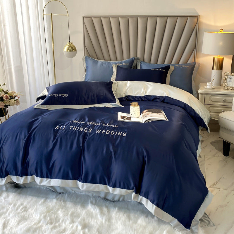 Sleeping Naked Silk Bed Four-piece Ice Silk Smooth