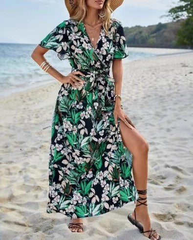 Solara Bloom V-Neck Maxi Dress