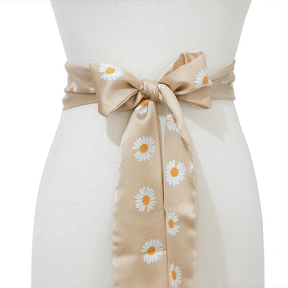 Women's Silk Little Daisy Lace Bow Decoration Silk Belt