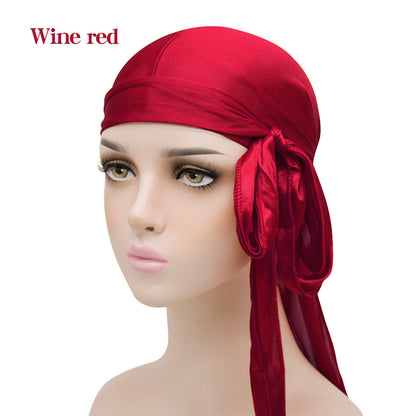 Silk Long Tail Turban Hat Silk Pirate Hat