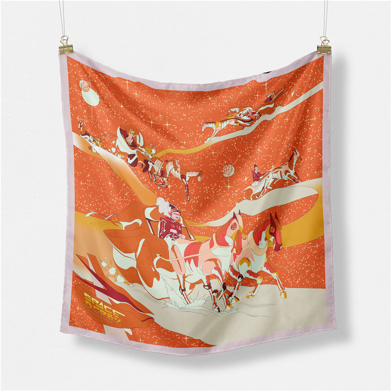 Fashion Simple Print Twill Versatile Temperament Silk Scarf