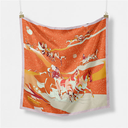 Fashion Simple Print Twill Versatile Temperament Silk Scarf
