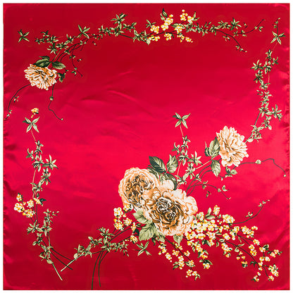 Ladies Floral Love Flower Silk Scarf