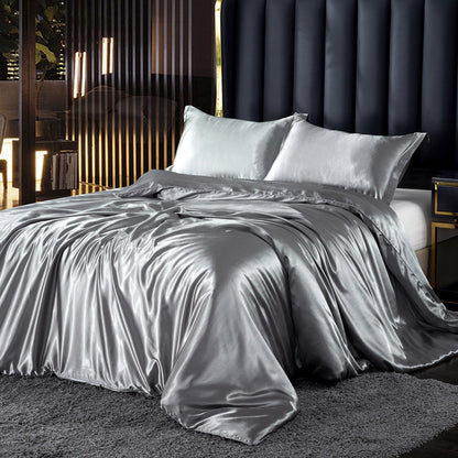 Solid Color Double-sided  Silk Quilt Cover Ice Silk Bed Sheet