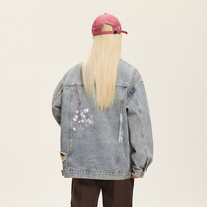 UrbanGraff Ripped Denim Jacket