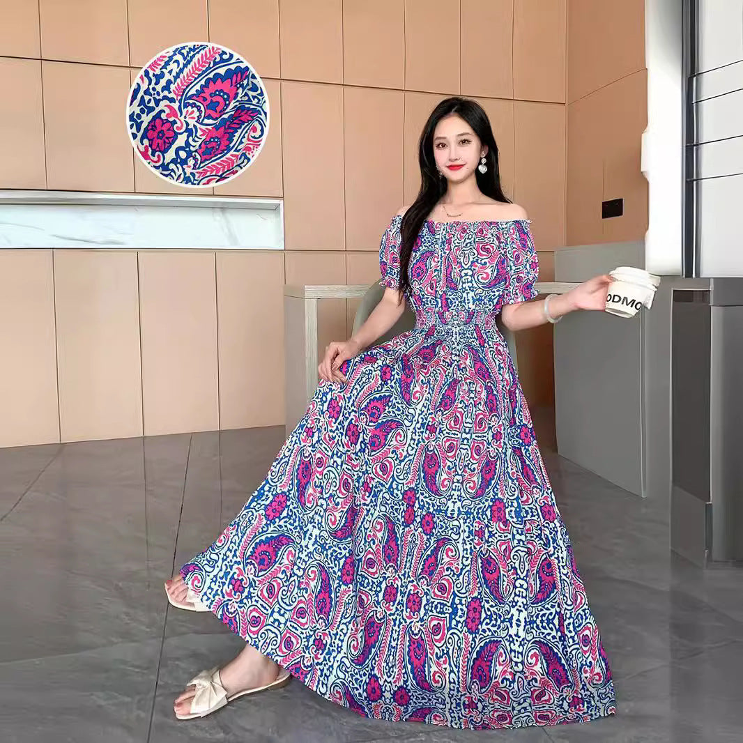 Off-neck Cotton Silk French Dress