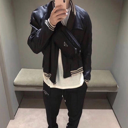 Black Silk Cotton Bomber Jacket