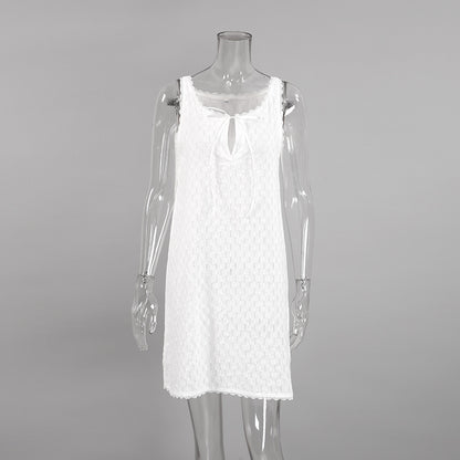 Sleeping Dress Cotton Silk Halter Short Skirt Hollow Fashion