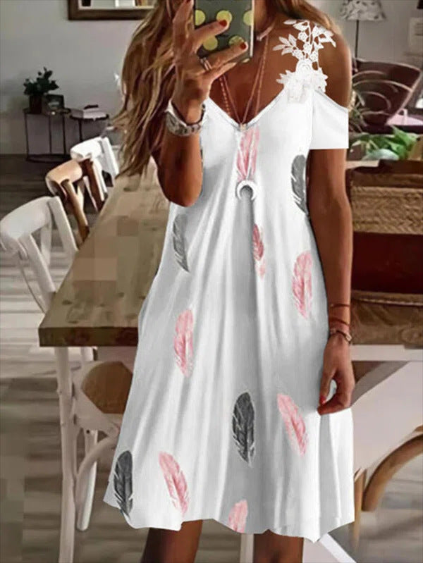 Milk Silk Strap Type V-neck Dress