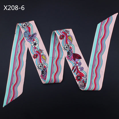 Women's French Flower Wave Imitated Silk Scarves