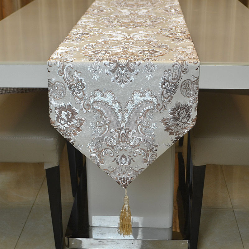 Silver Silk Jacquard A Simple Table Flag