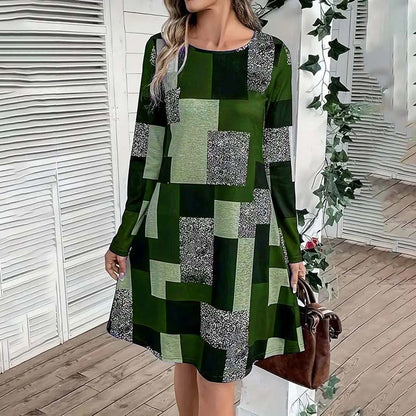 Veridia Print Long Sleeve Dress