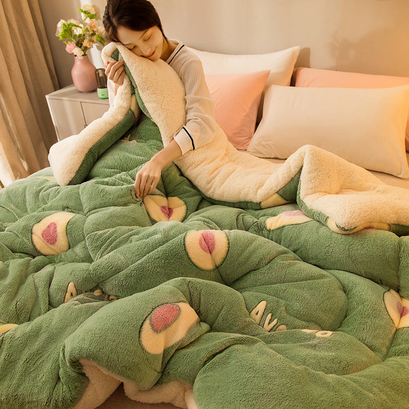 Silk Cotton Quilt Thickened Warm Lamb Fleece