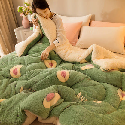 Silk Cotton Quilt Thickened Warm Lamb Fleece