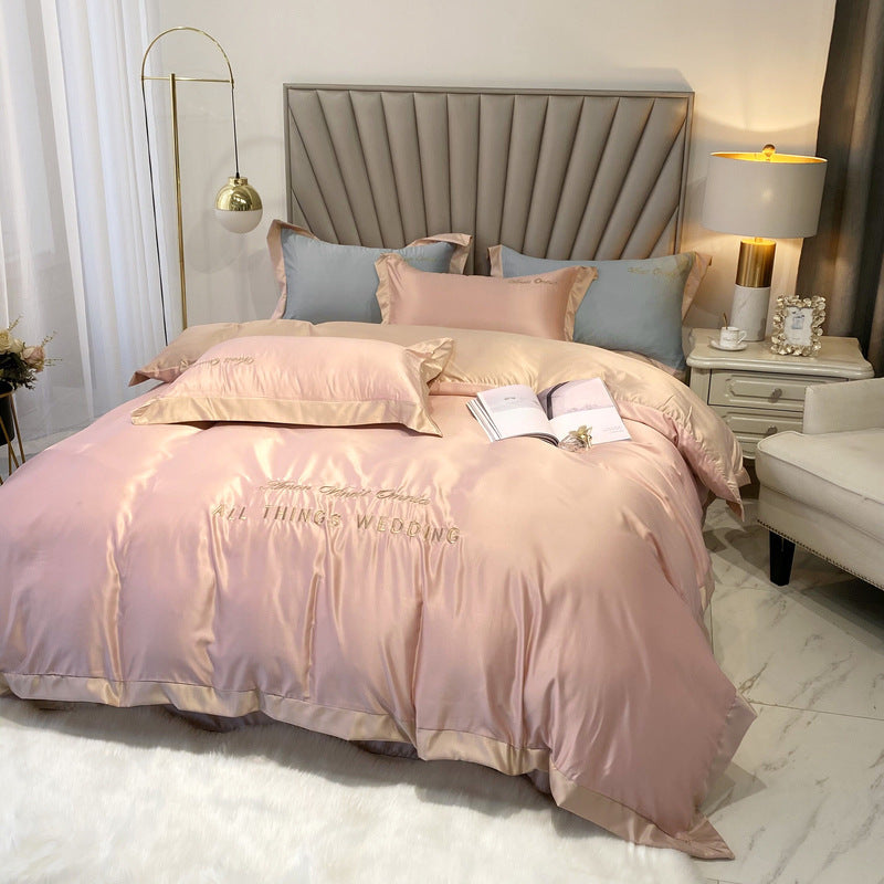 Sleeping Naked Silk Bed Four-piece Ice Silk Smooth