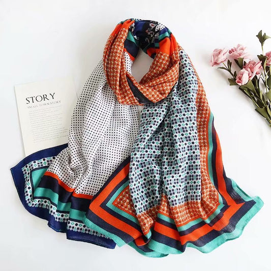 Striped Shawl Warm British Plaid Silk Scarf