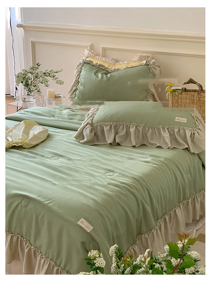 French Lotus Leaf Girl Ins Ice Silk Four-piece Set