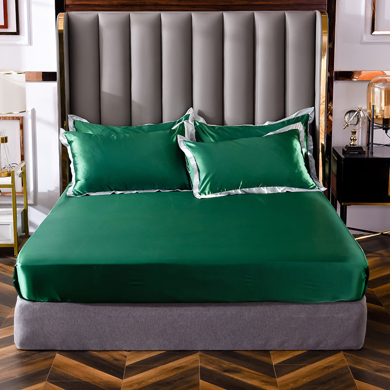 Popular Washed Silk Fitted Sheet Solid Color Home Textile Fitted Sheet