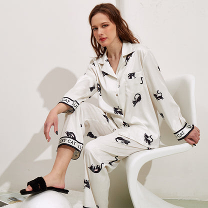 Women's Fashion Thread Ice Silk Pajamas Homewear Suit