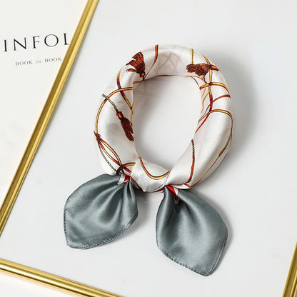 Silk Scarf Women's Spring And Summer New Fashion Professional All-match Printing Satin Silk Small Square Scarf Soft Scarf